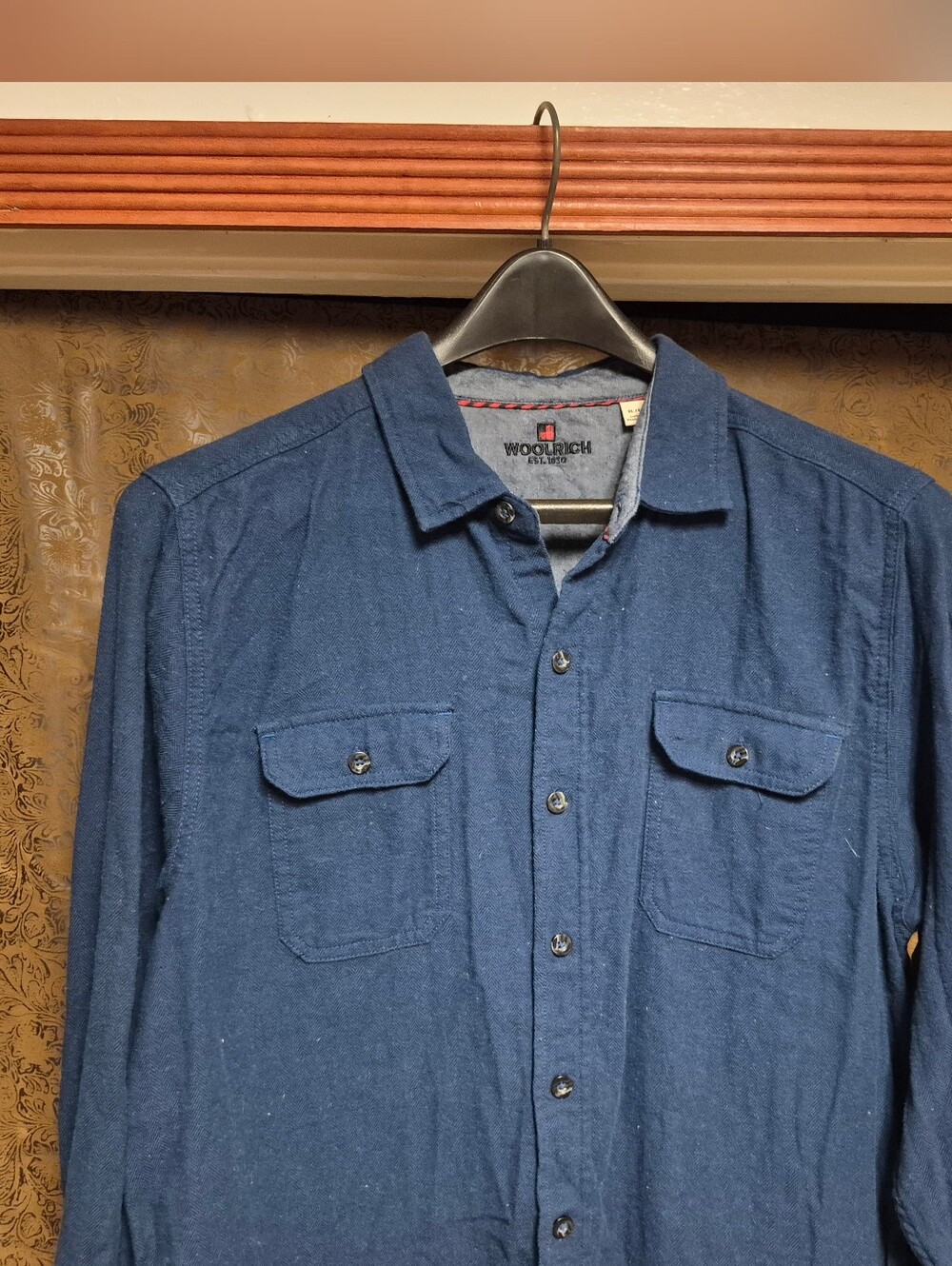 Woolrich Men's Navy Button-Up Workshirt